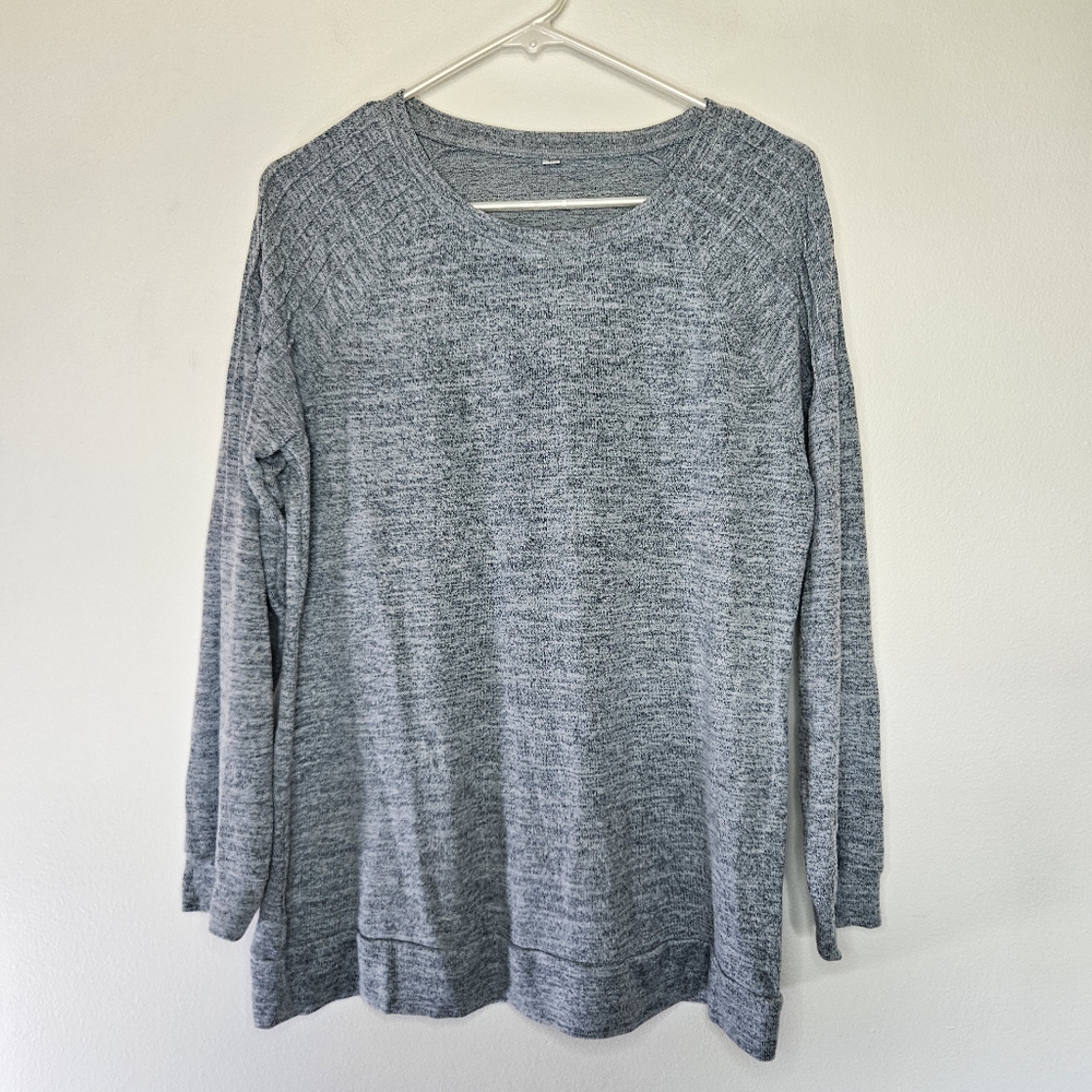 Shein Gray Crew Neck Long Sleeve Lightweight Sweater Sz L - Picture 6 of 10